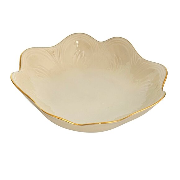 Lenox Saybrooke Gold Serving Bowl 8" scalloped ruffled luxury tableware - Picture 2 of 11
